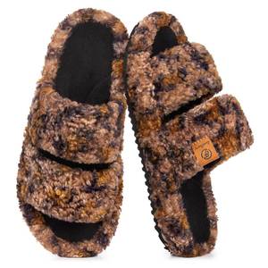 lot 19851 image: EverFoams Womens Fuzzy Open-toe Slippers Indoor Diva Spots, 9-10 US