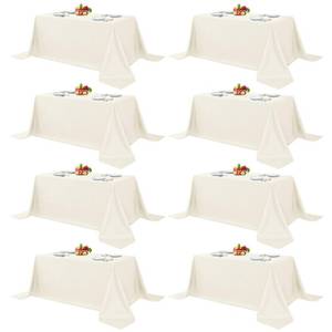 lot 19860 image: Fitable 8 Pack Ivory Tablecloths 90x132 Inch for 6 Foot Rectangle Tables