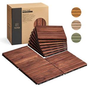 lot 19884 image: THYOI Premium Deck Tiles, 10 Pcs Patio Flooring - Brown - Striped Pattern