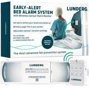 lot 19886 image: Lunderg Wireless Early Alert Bed Alarm System for Elderly & Fall Prevention