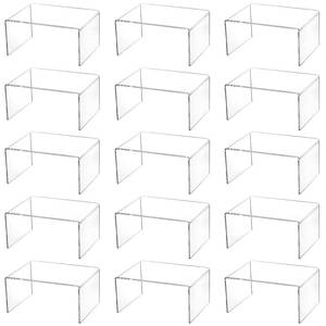 lot 19890 image: Hedume 16 Pack Clear Acrylic Display Risers, 4.4 x 3.2 x 2.2 Display Stand for Figures, Buffets, Dessert, Cupcakes, Candy, Jewelry and Collectibles