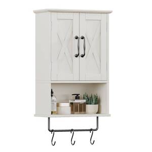 lot 19891 image: ChooChoo Small Medicine Cabinet with Towel Bar, Hanging Storage, 3 Hooks