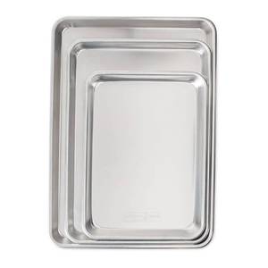 lot 19892 image: Nordic Ware Naturals 3 Piece Set - USA Made Aluminum Commercial Quality Sheet Pan for Baking or Roasting, Encapsulated Galvanized Steel Rim Prevents Warping Half Sheet, Jelly Roll and Quarter Sheet (Big Pan Slightly Dented)