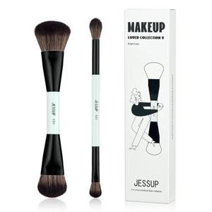 lot 20368 image: Jessup Makeup Brushes 2pcs Double Sided Foundation Brush Contour Brush Dual Ended Eye Blending Brush, Multi-functional Cosmetic Brush Bright Cyan T502