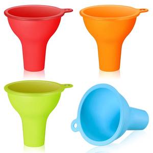 lot 20370 image: Silicone Funnels 4 Pieces 3.2 Inch Wide Mouth Funnel Flexible Condiment Sauce Canning Set for Home Restaurant Kitchen Squeeze Bottles Jars Cans Powder Liquid Spices