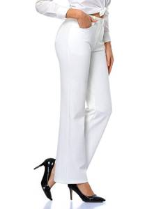 lot 20371 image: Tapata Womens 28303234 Stretchy Bootcut Dress Pants with Pockets Tall, Petite, Regular for Office Work Business 30, White, S