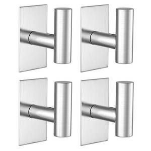 lot 20383 image: VAEHOLD Wall Towel Hooks, Heavy Duty Sticky Holder Waterproof Towel Hooks for Hanging Coat, Clothes, Closet Hook Wall Mount for Kitchen (Silver, 4 Pack)