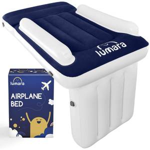 lot 20397 image: LUMARA Toddler Airplane Bed - Inflatable Airplane Bed for Toddlers, Plane Baby Mattress for Kids - Blow Up Air Mattress for Child Flight Sleep with Safety Belt, Innovative Valves, No Pump Needed