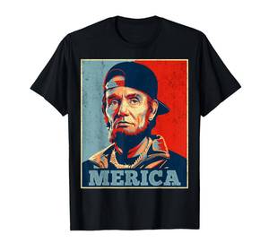 lot 20430 image: Abraham Lincoln 4th of July Merica Men Women American Flag T-Shirt Large (Green)
