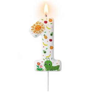 lot 20465 image: Treela Caterpillar Birthday Candles, Cake Topper, Number 1