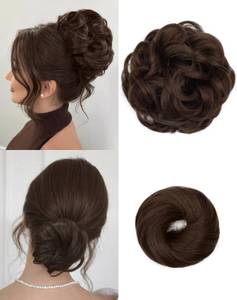 lot 20483 image: HSLHDI 2PCS Messy Bun Hair Pieces Synthetic Hair Bun Extensions For Women