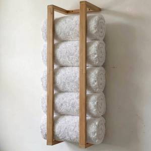 lot 20491 image: Aura Nest Bamboo Towel Racks - Vertical Wood Towel Rack Bamboo Bathroom Accessories, Storage, Wall Towel Rack for Rolled Towels for Bathroom Furniture, Spa Furniture and Decor