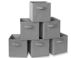 lot 1515 image: Casafield Set of 6 Collapsible Fabric Cube Storage Bins, Gray&nbsp