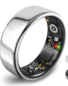 lot 4364 image: Smart Ring with Charging Case and Color Bands Size 11