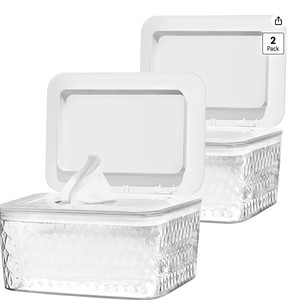 lot 19875 image: Tissue Box Baby Wipe Holder with Patterned Container and White Lid (2 Pack)