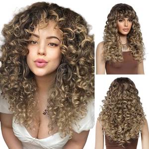 lot 1000 image: LONAI Curly Wig with Bangs Long Honey Blonde WIG006