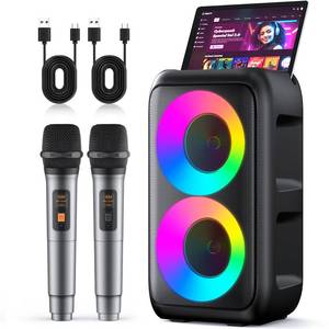 lot 1594 image: Karaoke Machine, Bluetooth Speaker with 2 Wireless Microphones Adults Kids