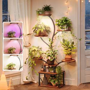 lot 1598 image: PRAISUN 51 Inch Plant Stand with Grow Lights, 8 Tiered Indoor Plant Shelf