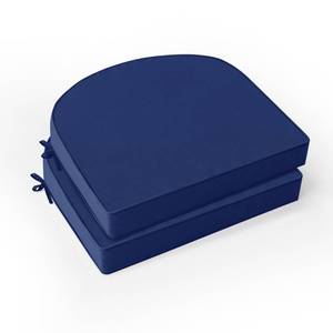lot 1606 image: Outdoor Chair Cushions Set of 2 Waterproof & Fade Resistant Patio Furniture Cushions - 17 x 16 x 2 Inch Non Slip Round Corner Seat Cushion Pads with Removable Cover for Garden Yard Lawn, Navy Blue