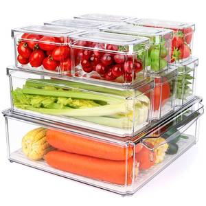 lot 1611 image: 10 Pack Refrigerator Pantry Organizer Bins with Lids, Fridge Organizer Bins