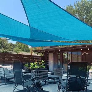 lot 1618 image: LOVE STORY 12 x 12 x 12 Triangle Sun Shade Sail for Patio Turquoise Blue