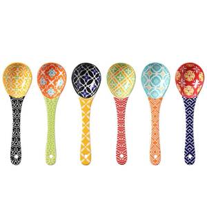 lot 1627 image: Metahom Ceramic Small Serving Spoons, Colorful Soup Spoon Set of 6