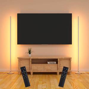lot 1641 image: Marlrin 2 Pack Corner Floor Lamps, Dimmable LED Standing Lights, Silver