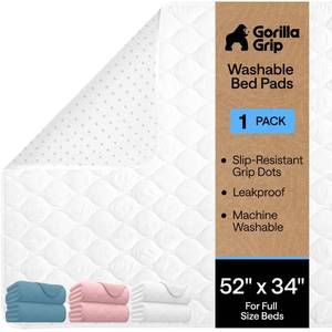 lot 2007 image: GORILLA GRIP Washable Reusable Underpads, 52x34 White