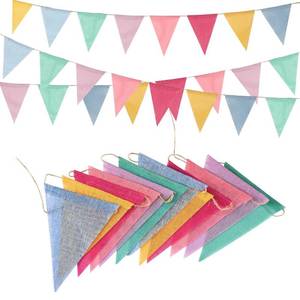 lot 2011 image: Pennant Banner Flags Pastel - GREATRIL Colorful Triangle Banners for Birthday Easter Classroom School Carnival Garland Outdoor Burlap Bunting Party Decorations 4 Strings