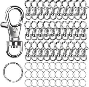 lot 2014 image: LEOBRO 60PCS Lobster Claw Clasps and Key Rings, 30PCS Keychains Clips and 30PCS Key Chain Ring, Keychain Making kit for Key Chain, Jewelry Making, Art Crafts, Silver