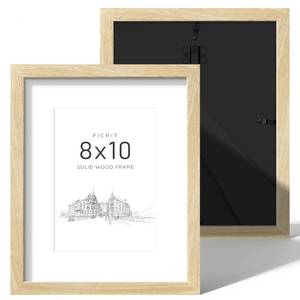 lot 2015 image: Picrit 8x10 Solid Wood Frame Set of 2, Oak Wood Grain Gallery Wall