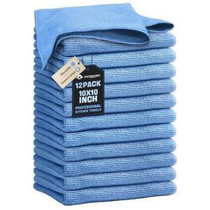 lot 2017 image: HAOBAOBEI Kitchen Dish Cloths, 12 Pack, 10 x 10 Inches, Super Absorbent Microfiber Dish Towels, Soft Fast Drying Reusable Dish Rags for Washing Dishes, Countertops and Sink, Light Blue