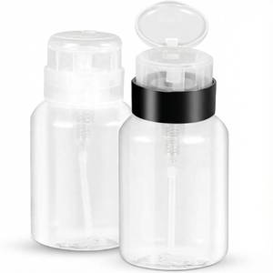 lot 2020 image: Nail Polish Remover Pump Dispenser, 2 Pack Acetone Safe ABS Bottle with Lockable Flip Cap - 200ml (6.8oz) Empty Push Down Container for Alcohol, Toner & Makeup Remover