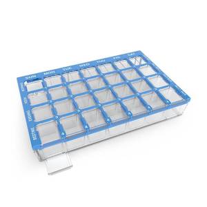 lot 2021 image: EZY DOSE Weekly (7-Day) Pill Organizer, Vitamin and Medicine Box, Medium Compartments with Easy Fill Tray, 4 Times a Day, Clear Lids, Color May Vary, BPA Free