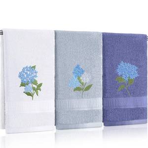 lot 2435 image: Tingjoo 3 Pcs Blue Hydrangea Hand Towels Farmhouse Bath Towels, 14x29 Inch