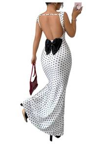 lot 2449 image: SHENHE Womens Open Back Polka Dots Bodycon Maxi Dress S