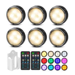 lot 2473 image: TECOMLIGHT Puck Lights with Remote, AA Battery Operated, Black, 6 Pack