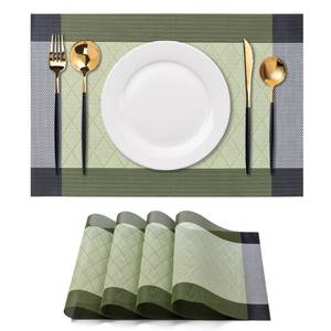 lot 2491 image: Placemats Set of 4 Washable Indoor(C-Rhombus-Green)