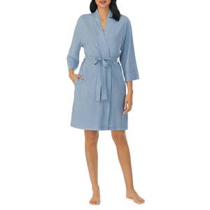 lot 2496 image: Nautica 100% Cotton 34 Sleeve Short Robes Kimono Bathrobe for Women