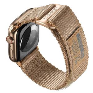 lot 2497 image: NEREIDES Nylon Band Compatible with Apple Watch Band 42mm 41mm 40mm 38mm, Rugged Sport Replacement Strap with Rose Gold Hardware for Women, Breathable Hook and Loop Fits iWatch Series 11 10 9 8 7 6 5 4 SE (Brown, 38404142mm M)