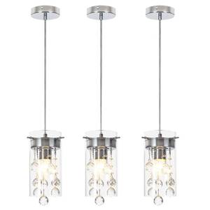 lot 3941 image: LOCLGPM Crystal Pendant Light,Modern Kitchen Island Pendant,3 Pack Pendant Lights for Kitchen Island,Adjustable Chrome Pendant Light for Kitchen Dining Room Bedroom