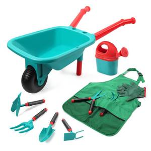 lot 3955 image: CUTE STONE Kids Gardening Tool Set, Garden Toys with Wheelbarrow, Watering Can, Gardening Gloves, Hand Rake, Shovel, Trowel, Double Hoe, Apron with Pockets, Outdoor Indoor Toys Gift for Boys Girls