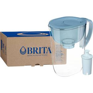 lot 3963 image: Brita Large 10-Cup Water Filter Pitcher with BritaPlus Filter, Stone Blue