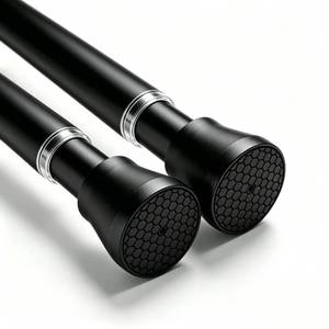 lot 3965 image: WEIXINHAI 2 Pack Spring Tension Curtain Rod, Black Shower Rod 30-64 Inch