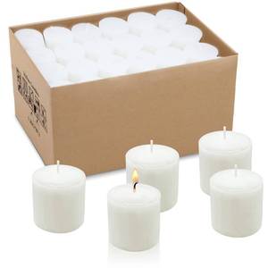 lot 3967 image: Yusevot Unscented White Votive Candles Bulk, 36 Packs Small 1.5 inch Wax Candles for Wedding, Party, Holiday & Home, 10 Hours Burning