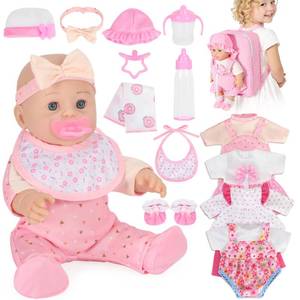 lot 3978 image: 12 Inch Baby Doll Set with Backpack, 4 Outfits & Accessories for Kids 3