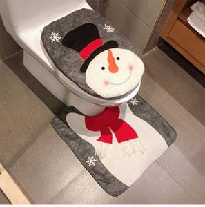 lot 4453 image: HESHIFENG. party & accessories Christmas Snowman Santa Deer Toilet Seat Cover and Rug Set Red Christmas Decorations Bathroom (Snowman Style 2)