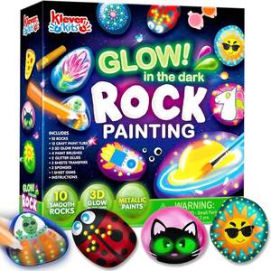 lot 4473 image: Rock Painting Kit- Glow in The Dark Rock Kit, Arts and Crafts for Kids Ages 6-12, Art Supplies Toy, Kids Craft Paint Kits, Arts & Crafts for Boys Girls Birthday Party Gift Toy
