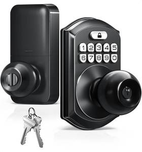 lot 5113 image: TEEHO TE003 Keypad Door Knob Lock, Keyless Entry Door Handle, Matte Black