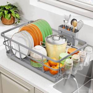 lot 5122 image: TOOLF Dish Drying Rack for Kitchen Counter,12.4W x 16.5L x 7.2, Gray